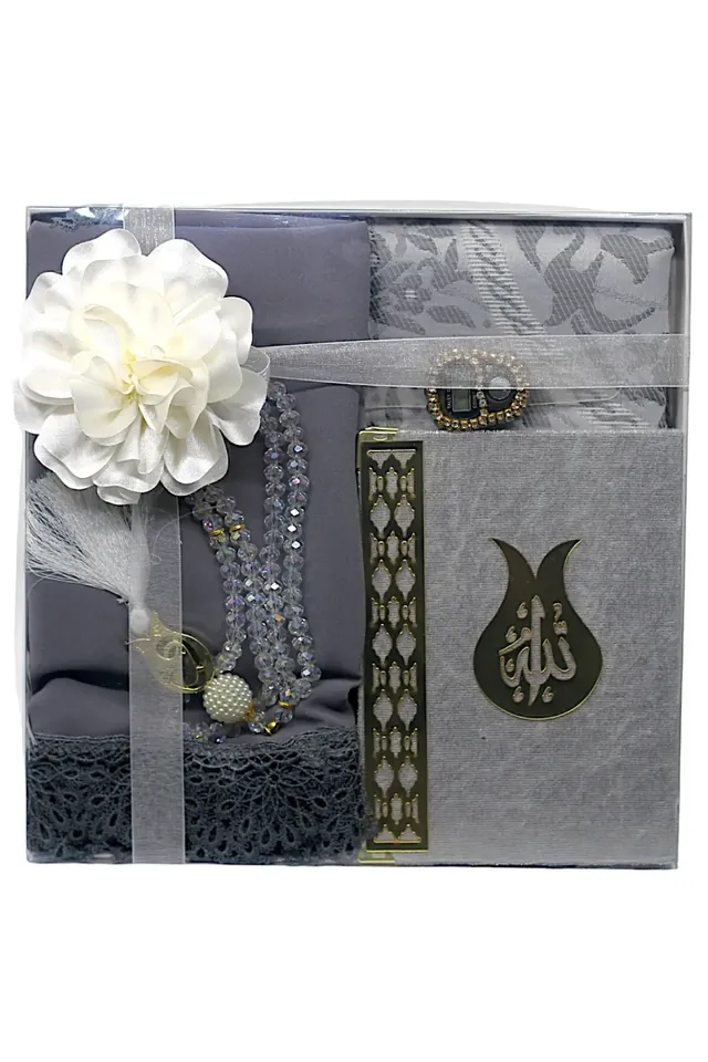 Çeyizlik, Hediyelik, 4’lü Gelin Bohçası Seti, Iğne Oyalı Namaz Örtüsü, Tafta Seccade, Yasin, Tesbih